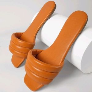 Faux Leather Padded Vamp Sandals